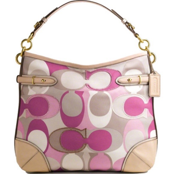 NWT Coach Colette Hobo Pink, Cream, Tan Bag Purse #16441 - Picture 1 of 16